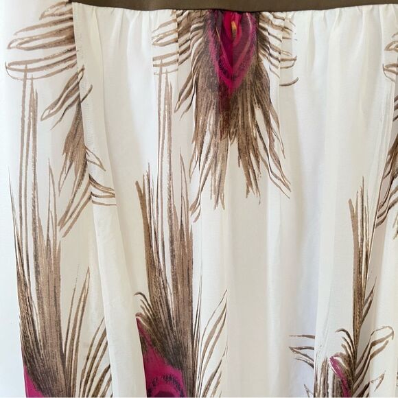 IGIGI Pink White Color Block Peacock Feathers Print Maxi Dress - Picture 8 of 11